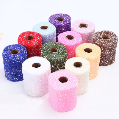 Buen precio Nieve blanca Dots Organza Tulle Rolls Wrapping Mesh Fabric 15cm x 5 yardas en línea