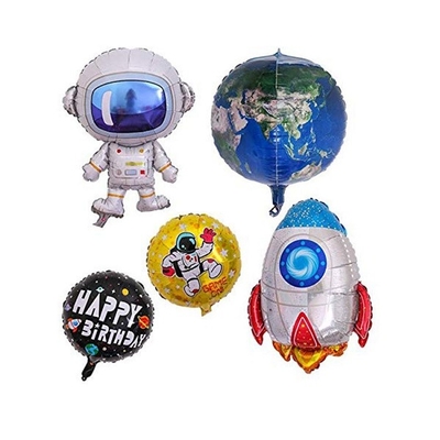 Un buen precio. Astronauta temático Rocket Pattern 5Pcs de los globos del partido de Mylar de la hoja del espacio exterior en línea